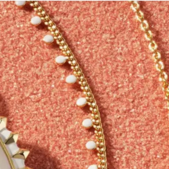 NWOT Kelsey Gold Strand Necklace in White Enamel - Picture 3 of 7
